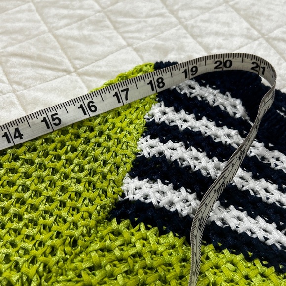 🎉H P 🎉 VTG Ruby Rd Petite Sweater with Fringe Lime/Navy/White PM - Picture 6 of 8